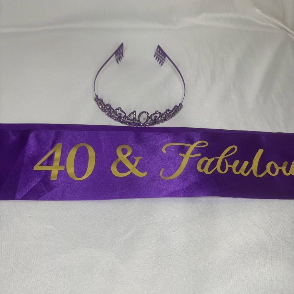 40 & Fabulous Sash With Bedazzled Tiara